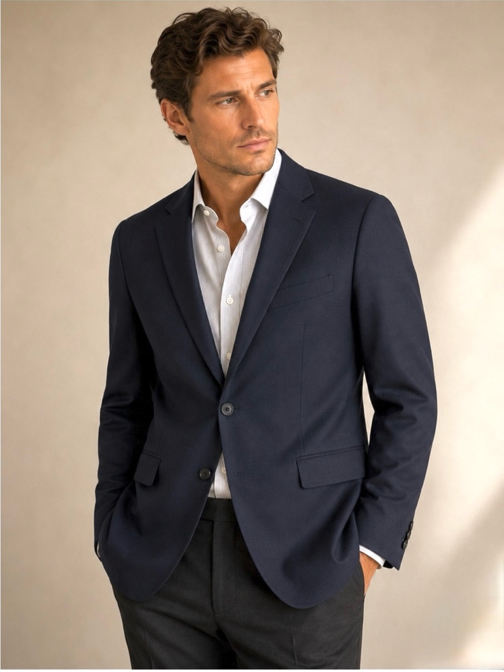 JOHN VARVATOS STAR U.S.A. Bedford Fit Wool Blend Blazer Jacket NEW Size 42L Navy